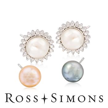 Set of Three Pairs of 8-9mm Cultured Pearl Earrings and Earring Jackets in Sterling Silver"
