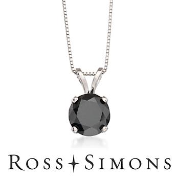 2.00 ct. t.w. Black Diamond Solitaire Necklace in 14kt White Gold. 18"