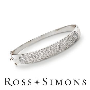 3.00 ct. t.w. Pave Diamond Bangle Bracelet In 14kt White Gold. 7