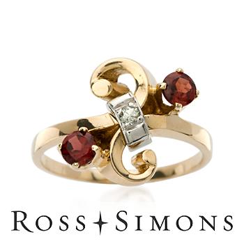 C. 1970 Vintage .62ct t.w. Garnet, Diamond Accent Ring. Size 7.75 vintage garnet ring
