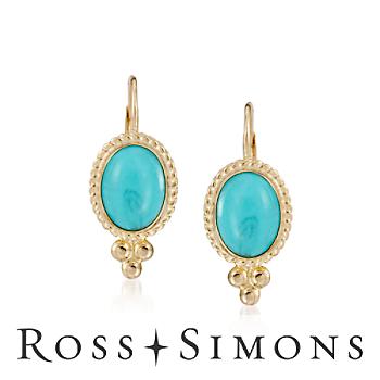Turquoise Earrings In 14kt Yellow Gold"