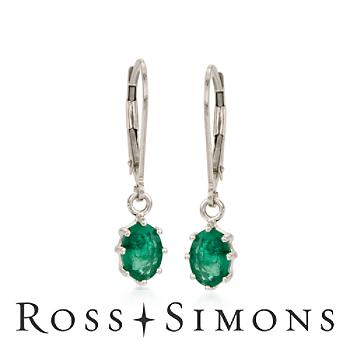 1.60 ct. t.w. Emerald Earrings in 14kt White Gold