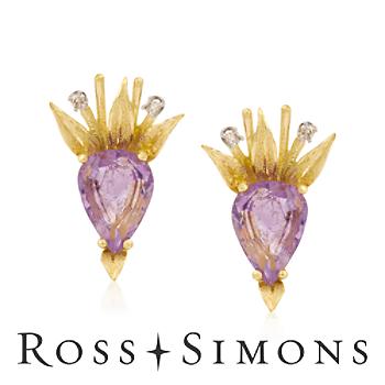 C. 1970 Vintage 8.50ct t.w. Amethyst, .12ct t.w. Diamond Earrings Vintage Amethyst Earrings
