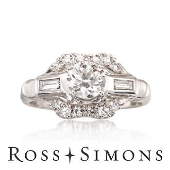 C. 1950 Vintage .95ct t.w. Diamond Engagement Ring In Gold. Size 5.75 Vintage Diamond Engagement Rings