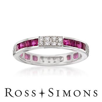 1.40ct t.w. Ruby, .30ct t.w. CZ Eternity Band In Silver