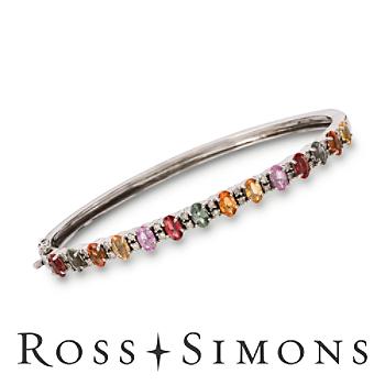 4.25ct t.w. Multicolored Sapphire, .35ct t.w. Diamond Bangle Bracelet