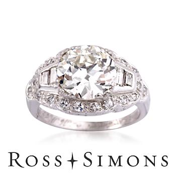 C. 1950 Vintage 3.16ct t.w. Certified Diamond Engagement Ring. Size 4.5 Vintage Diamond Engagement Rings