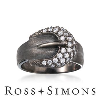 .70 ct. t.w. CZ Buckle Ring in Sterling Silver. Size 7"