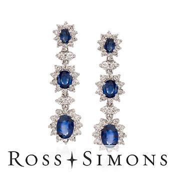 2.75ct t.w. Sapphire, 1.55ct t.w. Diamond Earrings. Drop Earrings