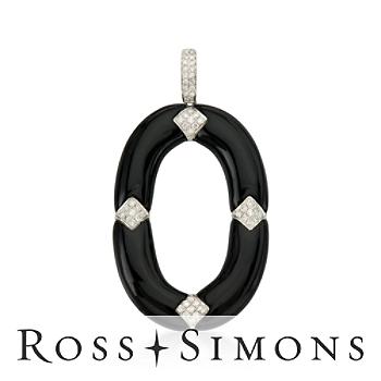 Oval Black Onyx and  80 ct  t w  Diamond Pendant I