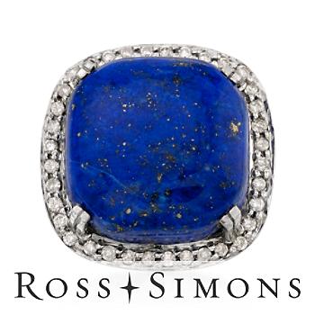 Lapis and .45 ct. t.w. Diamond Ring In Sterling Silver. Size 5