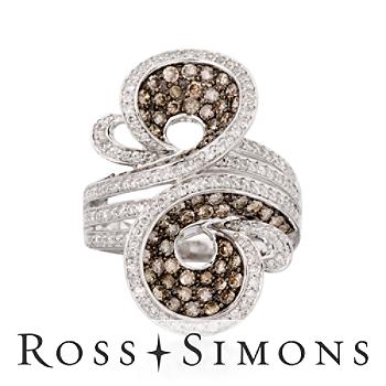 2.45 ct. t.w. Brown and White Diamond Ring In 14kt White Gold. Size 5"