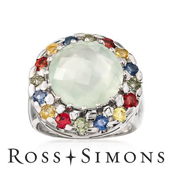 Prehnite, 2.50ct t.w. Multicolored Sapphire Ring In Silver