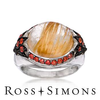 Oval Rutilated Quartz, .50ct t.w. Red Sapphire Ring In Silver