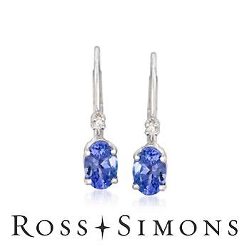  90 ct  t w  Tanzanite Earrings In 14kt White Gold