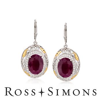 1.10ct t.w. White Topaz, 16.60ct t.w. Ruby Earrings In Silver
