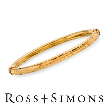Ribbed Stackable Bangle Bracelet In Vermeil