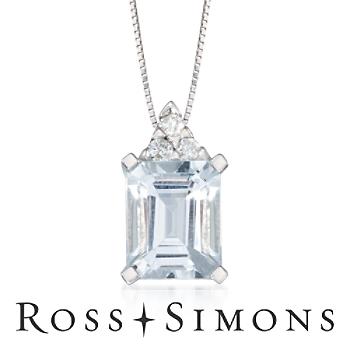3.00ct Aquamarine, .10ct t.w. Diamond Pendant Necklace. 16"