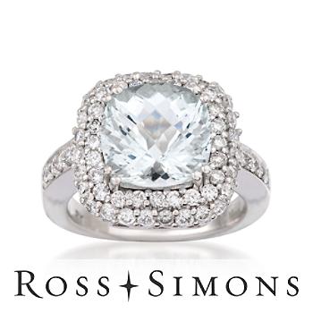4.00ct Aquamarine, 1.00ct t.w. Diamond Ring In 14kt White Gold