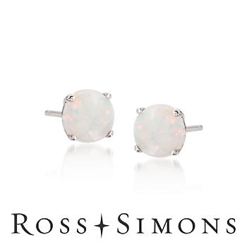 Opal Stud Earrings in 14kt White Gold opal stud earrings