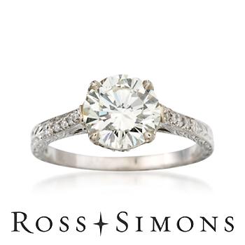 C.1990 Vintage 2.03ct Diamond Solitaire Engagement Ring, Diamonds. Size 6.5