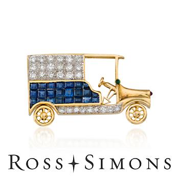 C.1990 Vintage 3.50ct t.w. Sapphire, .95ct t.w. Diamond Pin. Pin