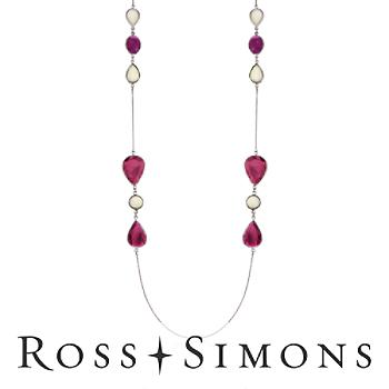 12.50 ct. t.w. Pink Tourmaline and Opal Necklace In 14kt White Gold