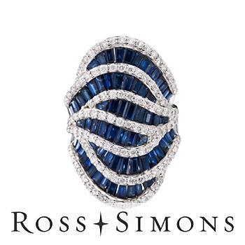 7.10ct t.w. Sapphire, 1.70ct t.w. Diamond Ring In 18kt White Gold