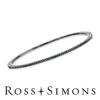 1.50 ct. t.w. Blue Diamond Bangle Bracelet In Sterling Silver. 7