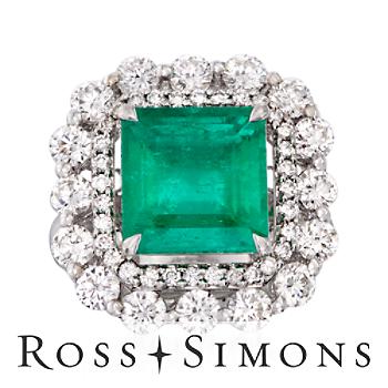 5.10ct Emerald, 2.10ct t.w. Diamond Ring in 18kt White Gold. Size 7