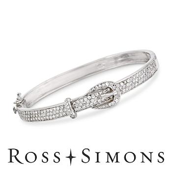 2.25 ct. t.w. CZ Buckle Bangle Bracelet In Sterling Silver. 7