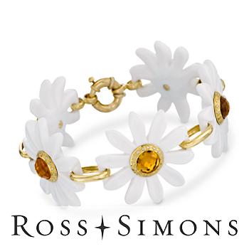 White Agate, 12.55ct t.w. Multi-Gem Daisy Bracelet In Gold. 9