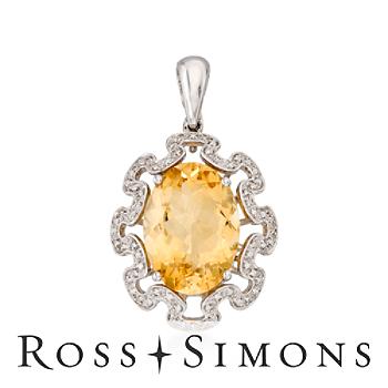 9.50 Carat Citrine and .10 ct. t.w. Diamond Pendant In 14kt White Gold"