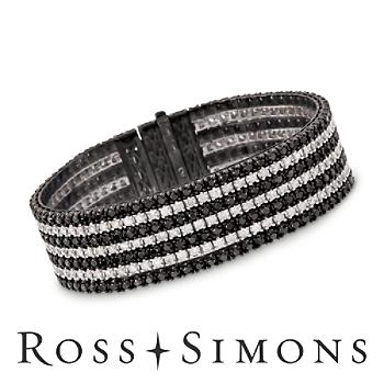 14.00ct t.w. Black, White Diamond Bracelet In 18kt White Gold. 7" black and white diamond jewelry