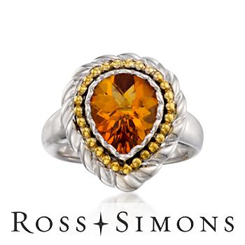 2.75 ct. t.w. Citrine Ring in Two-Tone. Size 6"