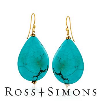 Turquoise Dangle Earrings In Vermeil. Earwire Earrings