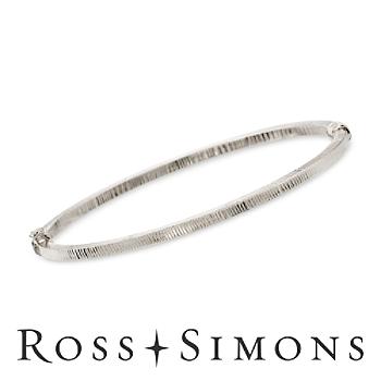 Italian 14kt White Gold Textured Bangle Bracelet. 8