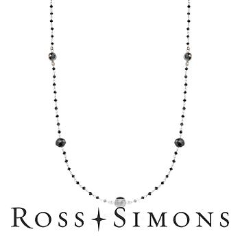 11.50ct t.w. Black Diamond Bead Necklace In 14kt White Gold. 16