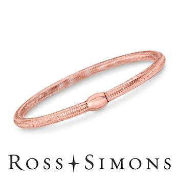 Italian 14kt Rose Gold Mesh Bangle Bracelet