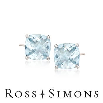 1.50 ct. t.w. Aquamarine Stud Earrings In 14kt White Gold"