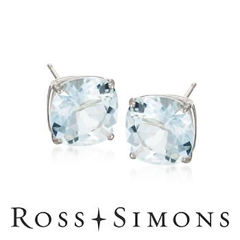3.50 ct. t.w. Aquamarine Stud Earrings In 14kt White Gold"