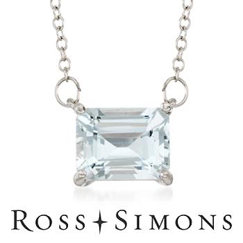 ""2.25 Carat Aquamarine Necklace in Sterling Silver. 17.5"""