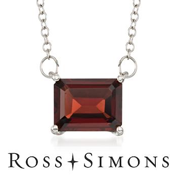 2.60 Carat Garnet Necklace in Sterling Silver. 17.5"