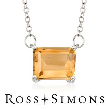2.25 Carat Citrine Pendant Necklace in Sterling Silver. 17.5"