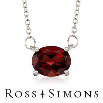 1.90 Carat Garnet Necklace in Sterling Silver. 17.5"