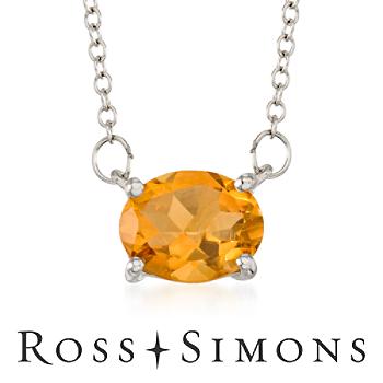 1.65 Carat Citrine Necklace in Sterling Silver. 17.5"