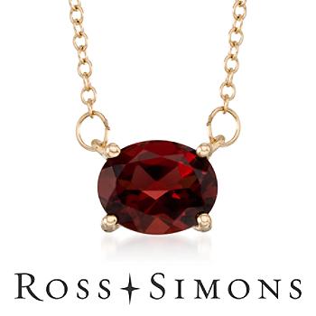 1.90 Carat Garnet Necklace In 14kt Yellow Gold. 17.5"