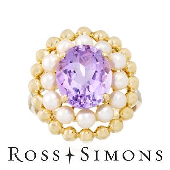 3.95ct Amethyst, 3-3.5mm Cultured Pearl Ring In 14kt Yellow Gold ross simons amethyst rings
