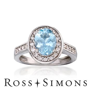 1.20 Carat Aquamarine and .30 ct. t.w. Diamond Ring In 14kt White Gold