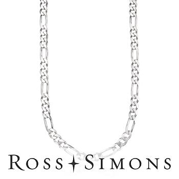 Men's Sterling Silver 6.5mm Figaro Link Necklace. 24"